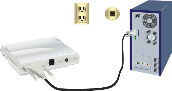 Use a serial modem cable to connect the serial port on the modem to a serial port on your computer.