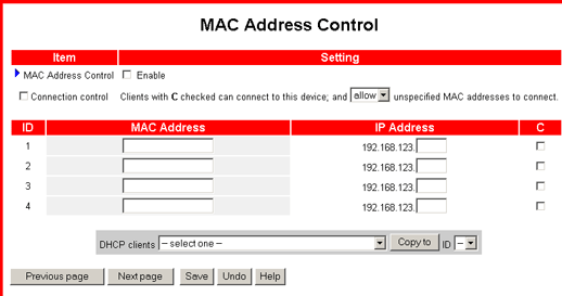 mac address control