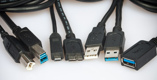 USB 3.0 and 2.0 connectors