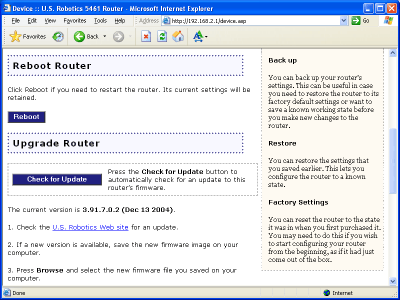 Screenshot der Seite "Status" des Routers mit Schaltfläche "Renew" (Erneuern)