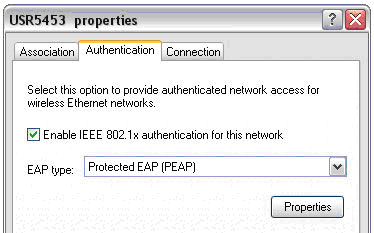 Enable IEEE 802.1x and select the Properties button