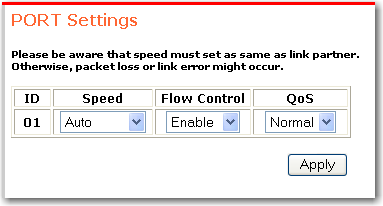 WUI Port Settings