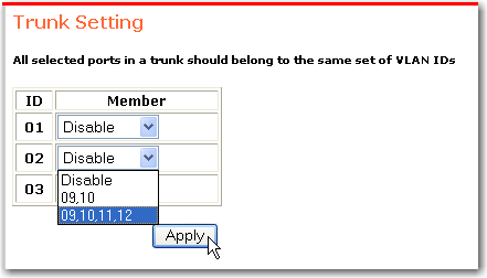 Trunking Setting