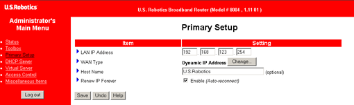 primary setup