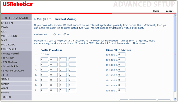 Funkce DMZ brny firewall
