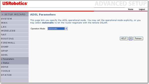 ADSL-Parameter