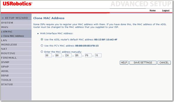 Adresse MAC clone WAN