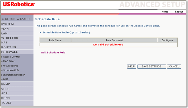 Firewall Schedule Rule (Tzfal temezsi szably)