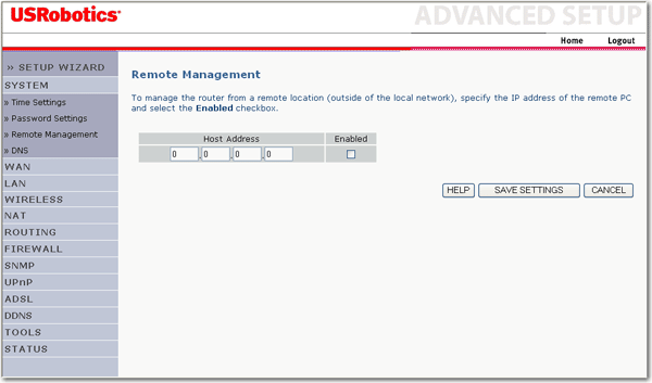 System - Remote Management (Rendszer - tvoli kezels)