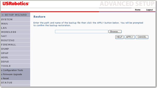 Restore Router Configuration (tvlaszt konfigurcijnak visszalltsa)