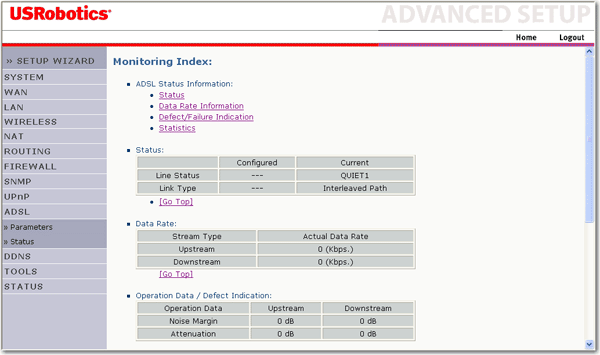 ADSL Status Monitoring (Monitorowanie statusu ADSL)