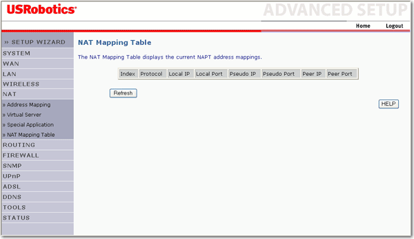 NAT Mapping Table (Tabela odwzorowania NAT)