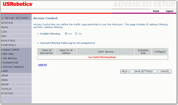 Firewall Access Control (Kontrola dostpu - zapora Firewall)