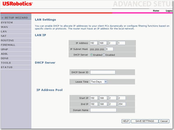 LAN Settings (Ustawienia sieci LAN)