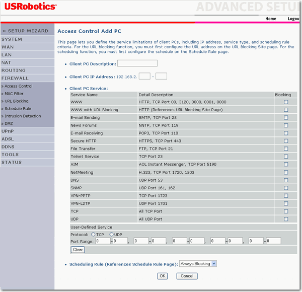 Firewall Access Control Add PC