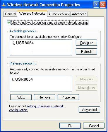 Wireless Setup on XP Using Windows Wireless Configuration Tool